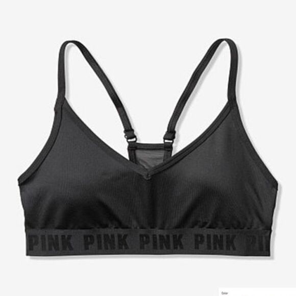 Victorias Secret Pink Active Ultimate Padded / removable padding sport bra black - Picture 1 of 3